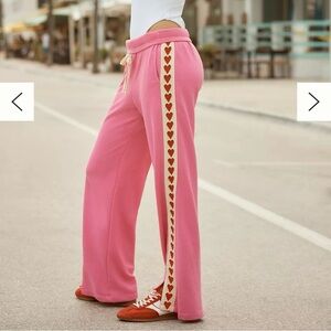 Anthropologie Sundry Teammate Pink Heart sweatpants